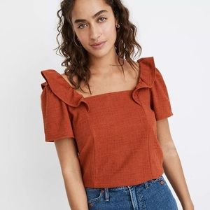 Madewell Crosshatch Ruffled Top